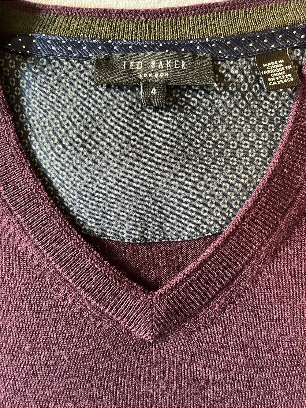 Ted Baker Men's V-Neck Sweater in Plum